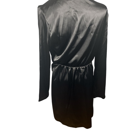 Tash + Sophie Black Satin Wrap Dress Size M NWT $98 Saks Cocktail Evening - Picture 7 of 7